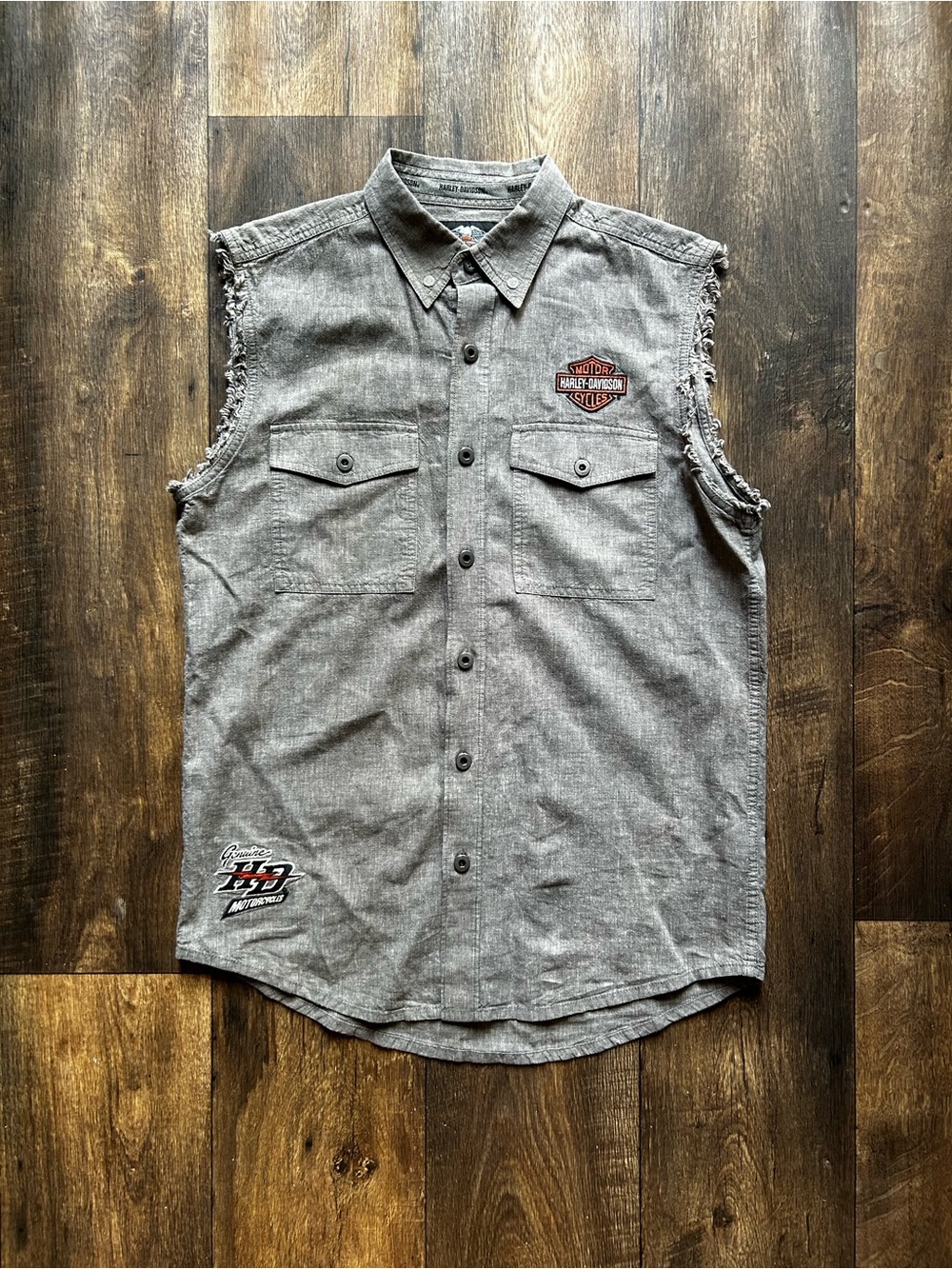 Harley Davidson Sleeveless Button Up Shirt